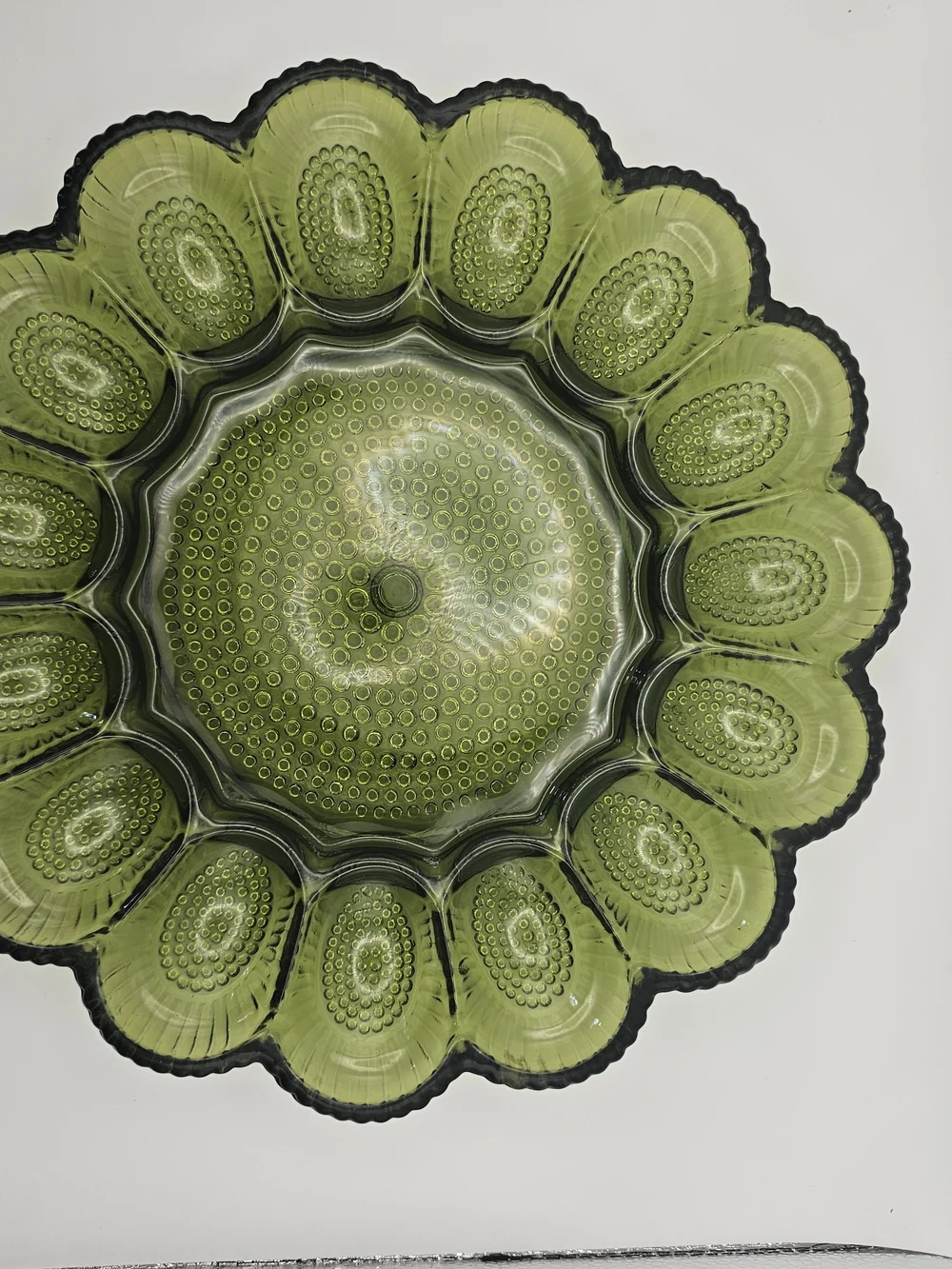 Vintage Green Indiana Glass Deviled Egg Tray